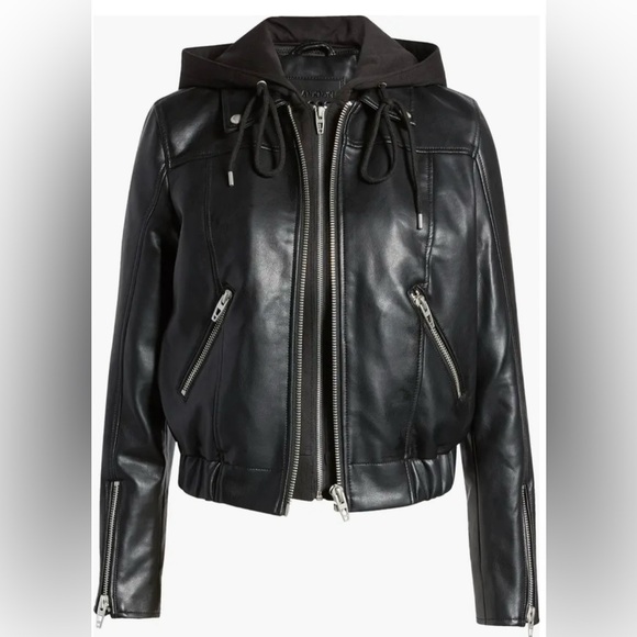BLANKNYC Women’s Faux Leather Moto Bomber Jacket with Removable Hood | NEW/NWOT! - Picture 1 of 12